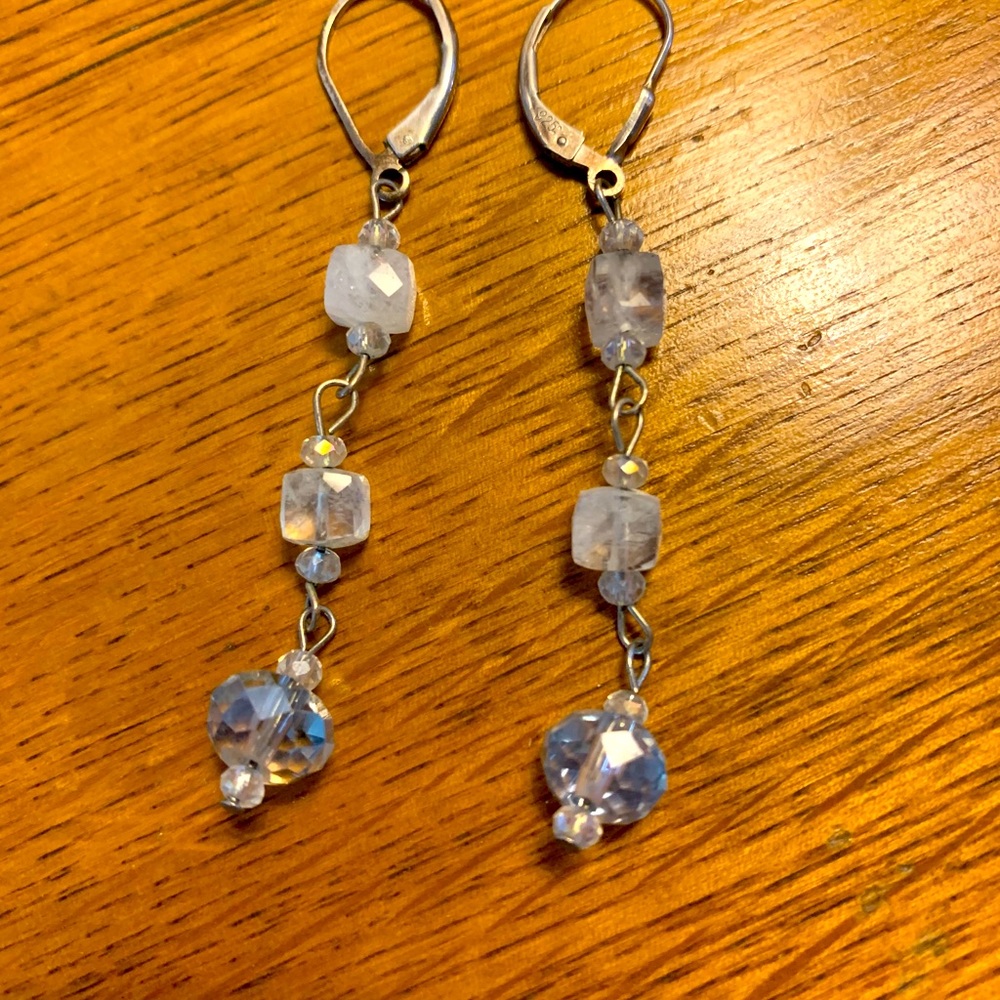 Moonstone and crystal 925 earrings